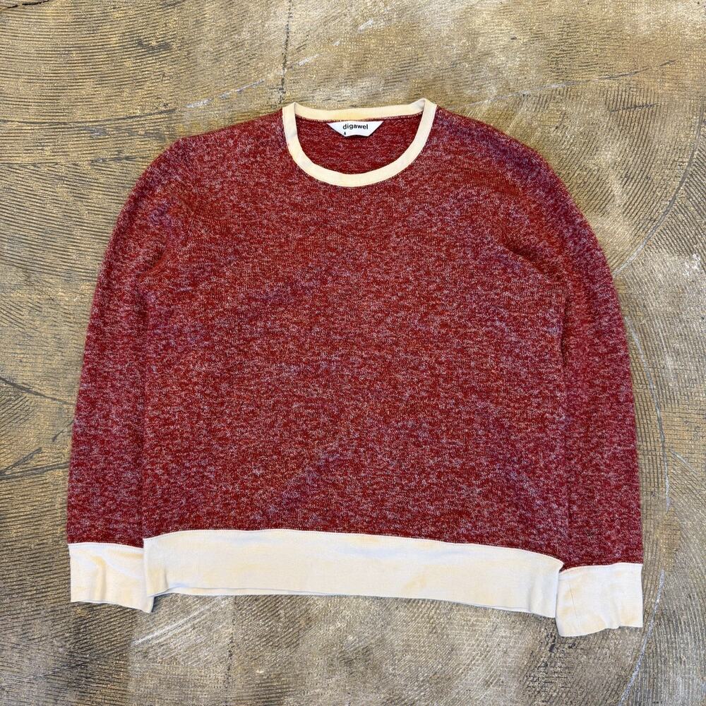 DIGAWEL Contrast Hem Wool Sweater Size Medium
